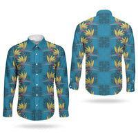 Hawaii Waikiki King Couples Matching Short Sleeve Bodycon Dress and Long Sleeve Button Shirt Blue Quilt With Pua Manu LT05 - Polynesian Pride