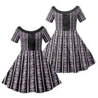 Hawaii Queen Liliuokalani Family Matching Long Sleeve Bodycon Dress and Hawaiian Shirt Hawaiian Lei Pua Kalaunu LT05 Daughter's Dress Black - Polynesian Pride