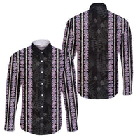 Hawaii Queen Liliuokalani Family Matching Off The Shoulder Long Sleeve Dress and Hawaiian Shirt Hawaiian Lei Pua Kalaunu LT05 Dad's Shirt - Long Sleeve Black - Polynesian Pride