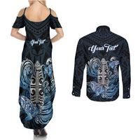 Personalised Polynesia Go Surfing Couples Matching Summer Maxi Dress and Long Sleeve Button Shirt The Pacific Wave Of Water LT05 - Polynesian Pride