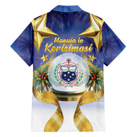 Samoa Christmas Family Matching Short Sleeve Bodycon Dress and Hawaiian Shirt Snow Globe With Samoan Santa - Polynesian Pride