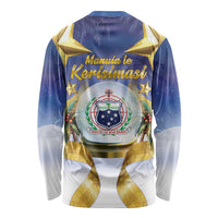 Samoa Christmas Long Sleeve Shirt Snow Globe With Samoan Santa - Polynesian Pride