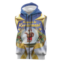 Samoa Christmas Sleeveless Zip Hoodie Snow Globe With Samoan Santa - Polynesian Pride