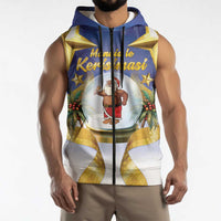 Samoa Christmas Sleeveless Zip Hoodie Snow Globe With Samoan Santa - Polynesian Pride