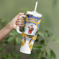 Samoa Christmas Tumbler With Handle Snow Globe With Samoan Santa - Polynesian Pride