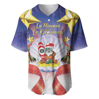 American Samoa Christmas Baseball Jersey Seashell Santa Beach Vibes - Polynesian Pride