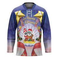 American Samoa Christmas Hockey Jersey Seashell Santa Beach Vibes LT05 Unisex Navy - Polynesian Pride