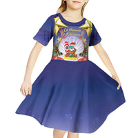 American Samoa Christmas Kid Short Sleeve Dress Seashell Santa Beach Vibes - Polynesian Pride