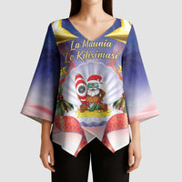 American Samoa Christmas Kimono Sleeve Blouse Seashell Santa Beach Vibes - Polynesian Pride