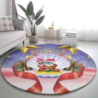 American Samoa Christmas Round Carpet Seashell Santa Beach Vibes - Polynesian Pride