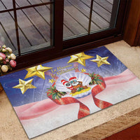 American Samoa Christmas Rubber Doormat Seashell Santa Beach Vibes - Polynesian Pride