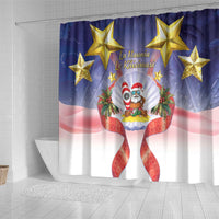 American Samoa Christmas Shower Curtain Seashell Santa Beach Vibes - Polynesian Pride