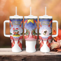 American Samoa Christmas Tumbler With Handle Seashell Santa Beach Vibes - Polynesian Pride