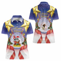 American Samoa Christmas Women Polo Shirt Seashell Santa Beach Vibes - Polynesian Pride