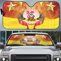 French Polynesia Christmas Auto Sun Shade Seashell Santa Beach Vibes - Polynesian Pride