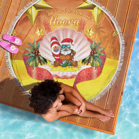 French Polynesia Christmas Beach Blanket Seashell Santa Beach Vibes - Polynesian Pride