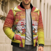 French Polynesia Christmas Bomber Puffer Jacket Seashell Santa Beach Vibes - Polynesian Pride