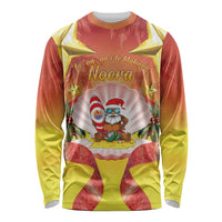 French Polynesia Christmas Long Sleeve Shirt Seashell Santa Beach Vibes - Polynesian Pride