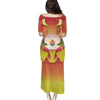 French Polynesia Christmas Puletasi Seashell Santa Beach Vibes - Polynesian Pride