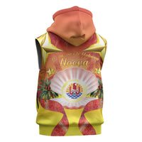 French Polynesia Christmas Sleeveless Hoodie Seashell Santa Beach Vibes - Polynesian Pride