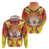 French Polynesia Christmas Zip Hoodie Seashell Santa Beach Vibes - Polynesian Pride