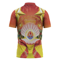 French Polynesia Christmas Zipper Polo Shirt Seashell Santa Beach Vibes LT05 - Polynesian Pride