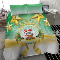 Cook Islands Christmas Bedding Set Seashell Santa Beach Vibes - Polynesian Pride