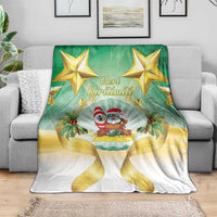 Cook Islands Christmas Blanket Seashell Santa Beach Vibes - Polynesian Pride