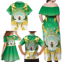 Cook Islands Christmas Family Matching Off Shoulder Maxi Dress and Hawaiian Shirt Seashell Santa Beach Vibes - Polynesian Pride