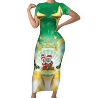 Cook Islands Christmas Family Matching Short Sleeve Bodycon Dress and Hawaiian Shirt Seashell Santa Beach Vibes - Polynesian Pride