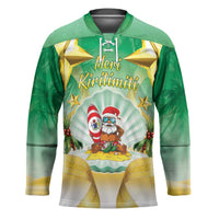 Cook Islands Christmas Hockey Jersey Seashell Santa Beach Vibes - Polynesian Pride