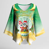 Cook Islands Christmas Kimono Sleeve Blouse Seashell Santa Beach Vibes - Polynesian Pride