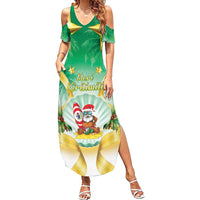 Cook Islands Christmas Summer Maxi Dress Seashell Santa Beach Vibes - Polynesian Pride