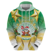 Cook Islands Christmas Zip Hoodie Seashell Santa Beach Vibes - Polynesian Pride
