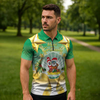 Cook Islands Christmas Zipper Polo Shirt Seashell Santa Beach Vibes - Polynesian Pride