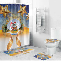 Marshall Islands Christmas Bathroom Set Seashell Santa Beach Vibes LT05 Bathroom Set (4 pcs) Navy - Polynesian Pride