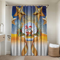 Marshall Islands Christmas Bathroom Set Seashell Santa Beach Vibes LT05 Shower Curtain Only Navy - Polynesian Pride