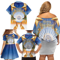 Marshall Islands Christmas Family Matching Off Shoulder Short Dress and Hawaiian Shirt Seashell Santa Beach Vibes LT05 - Polynesian Pride