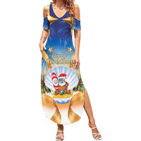 Marshall Islands Christmas Family Matching Summer Maxi Dress and Hawaiian Shirt Seashell Santa Beach Vibes - Polynesian Pride