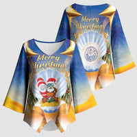 Marshall Islands Christmas Kimono Sleeve Blouse Seashell Santa Beach Vibes LT05 - Polynesian Pride