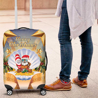 Marshall Islands Christmas Luggage Cover Seashell Santa Beach Vibes LT05 Navy - Polynesian Pride