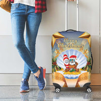 Marshall Islands Christmas Luggage Cover Seashell Santa Beach Vibes LT05 - Polynesian Pride