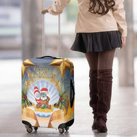 Marshall Islands Christmas Luggage Cover Seashell Santa Beach Vibes LT05 - Polynesian Pride