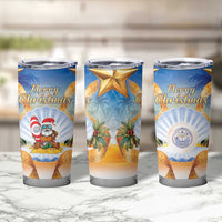 Marshall Islands Christmas Tumbler Cup Seashell Santa Beach Vibes LT05 - Polynesian Pride