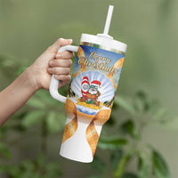 Marshall Islands Christmas Tumbler With Handle Seashell Santa Beach Vibes LT05 - Polynesian Pride