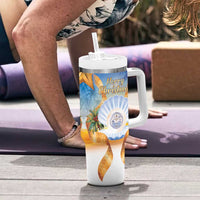 Marshall Islands Christmas Tumbler With Handle Seashell Santa Beach Vibes LT05 - Polynesian Pride