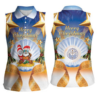 Marshall Islands Christmas Women Sleeveless Polo Shirt Seashell Santa Beach Vibes LT05 - Polynesian Pride