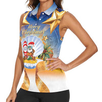 Marshall Islands Christmas Women Sleeveless Polo Shirt Seashell Santa Beach Vibes LT05 - Polynesian Pride