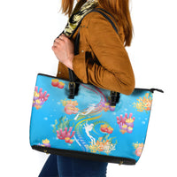 Under The Sea Scuba Diving Leather Tote Bag Polynesian Pattern LT05 Blue - Polynesian Pride