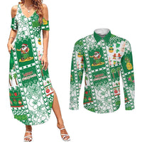 Norfolk Island Christmas Couples Matching Summer Maxi Dress and Long Sleeve Button Shirt Festive Beach Vibes - Polynesian Pride